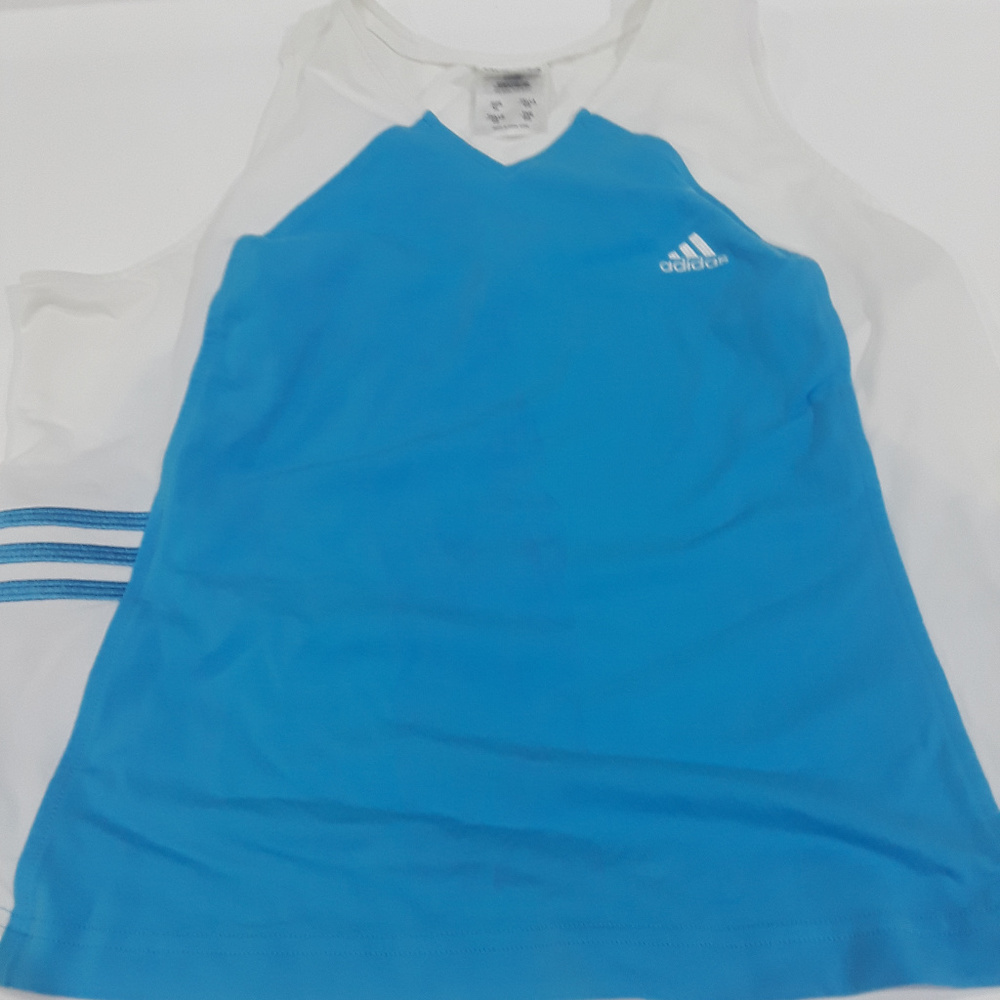 Adidas fitted athletic tank blue and white